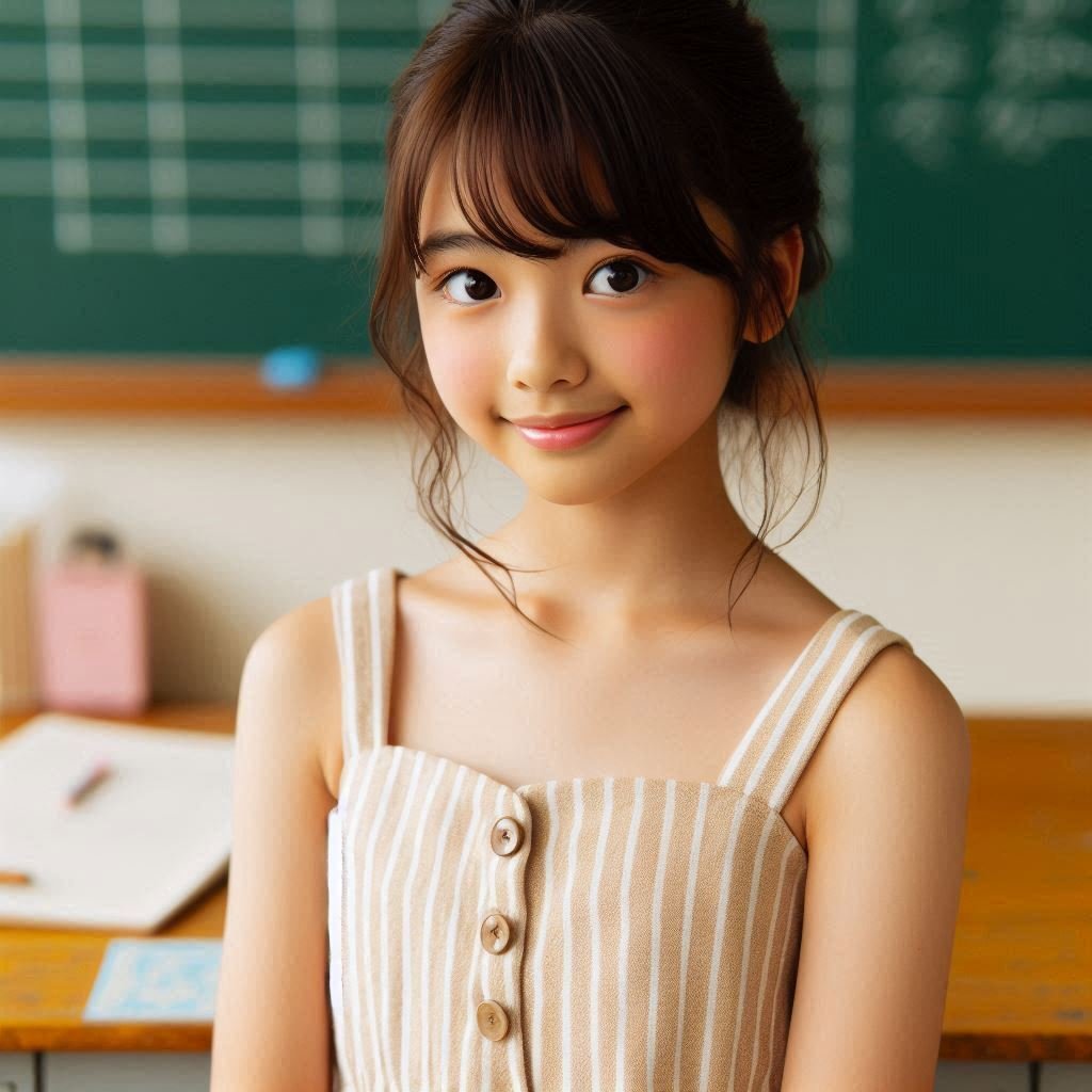 女子小学生　顔アップ 小学女子 de アップ @Bing＋プロンプト｜茜町春彦