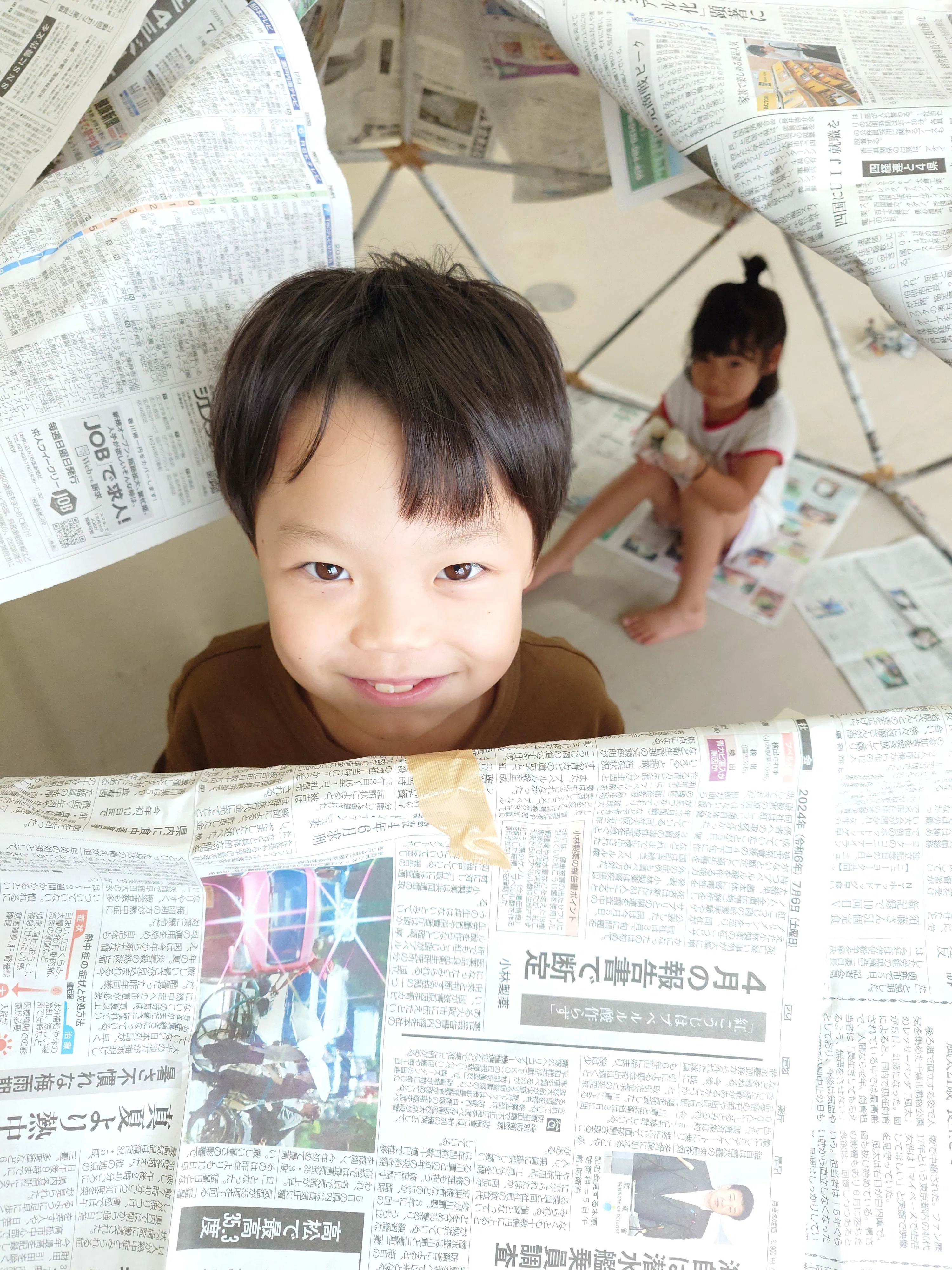 新聞紙 新聞紙のフラードーム｜MIRAICRAF 子ども建築士教室／MIRAI建築塾