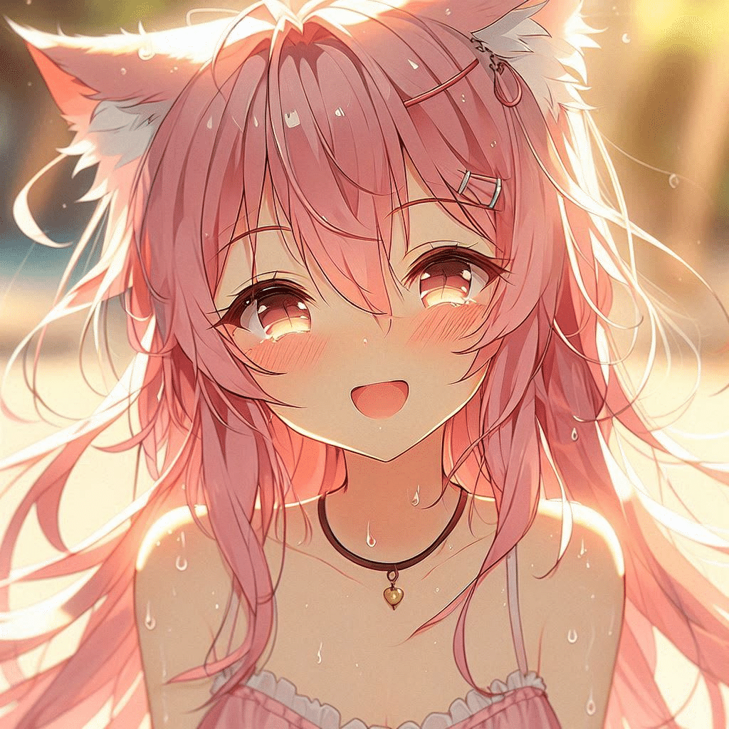 汗をかいているピンク髪の猫耳ちゃん｜kazunari_フォロバ100%