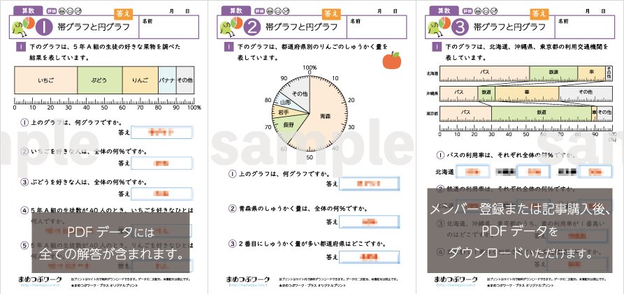 答え&追加プリント「小5・算数｜帯グラフと円グラフ」2024.07.26