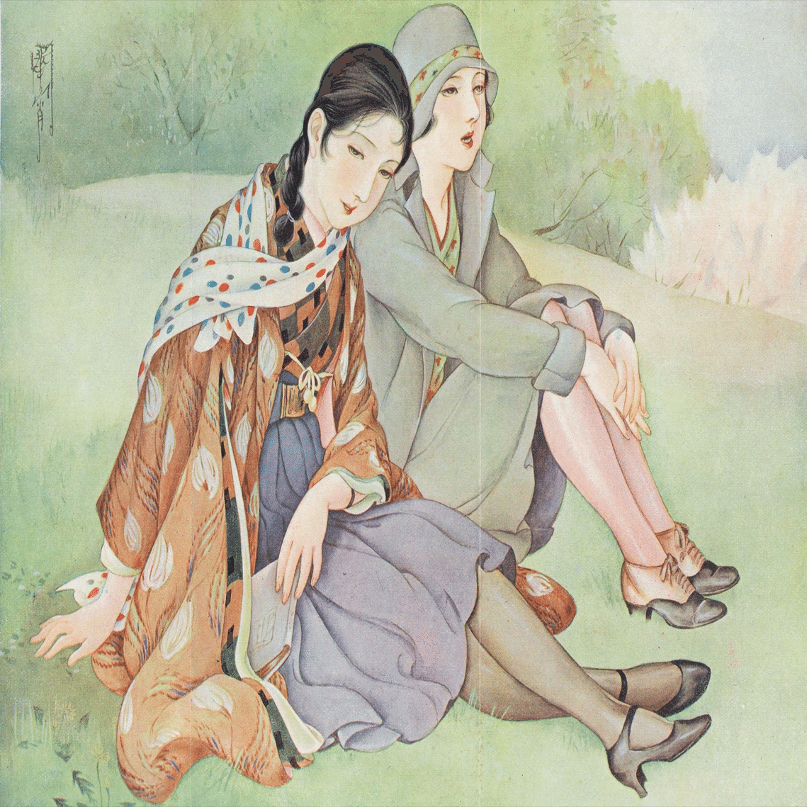 題名「小さな想い」 高畠華宵オマージュ　　水彩 大衆の夢を描く －高畠華宵の絵の美しさ｜ミック@アート好きのノート