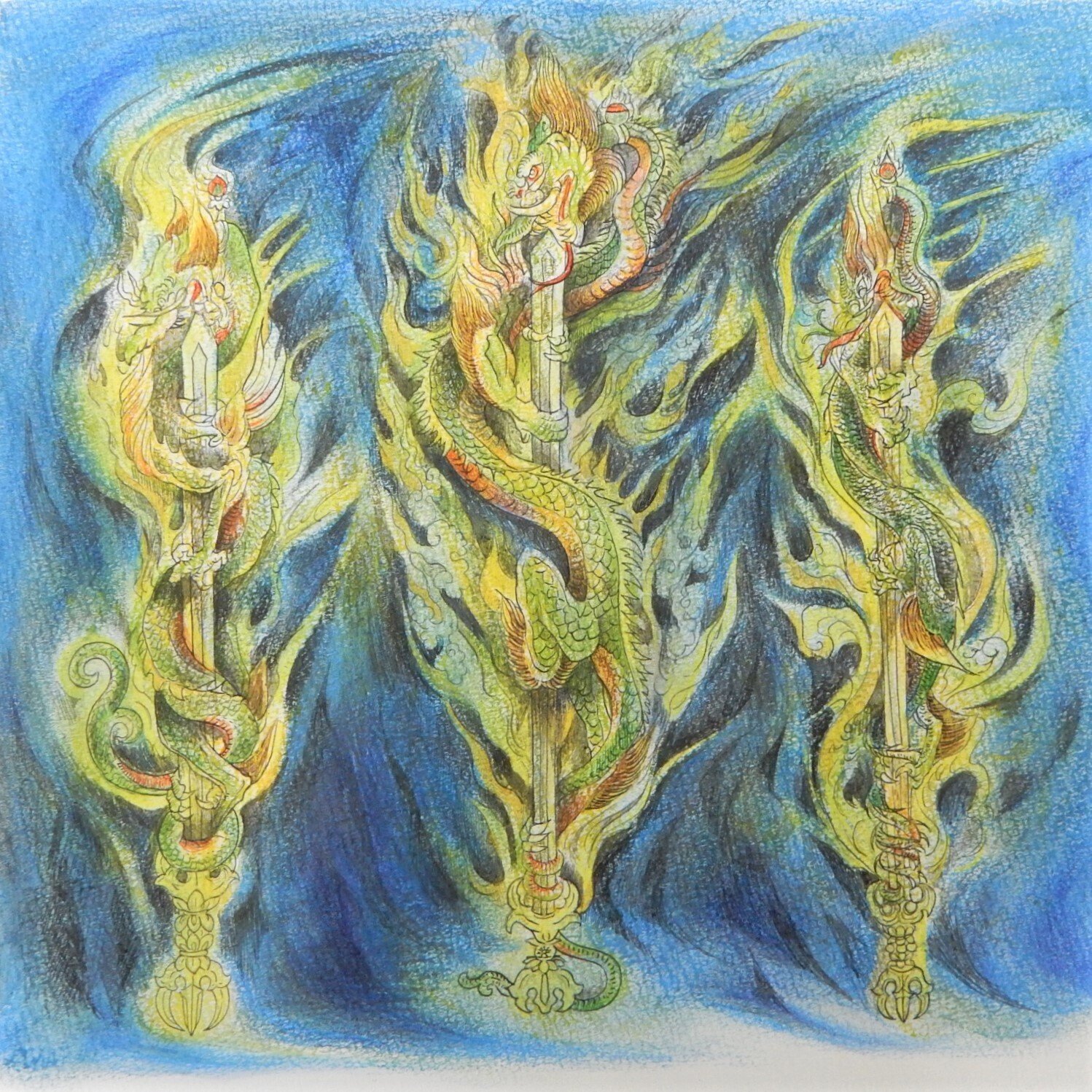 辰】龍尽くしカレンダー8月・倶利伽羅龍｜巳白