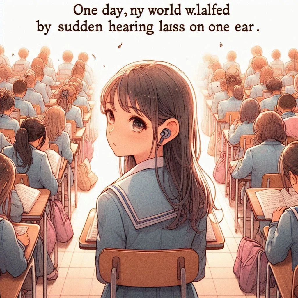 世界が半分：World Halved【創作大賞2024エッセイ部門】【女子高生エッセイ】【英語】⓮『ある日、片耳難聴で世界が半分になった👂🏻』High School Girl Essay “One Day, My World Was Halved by Sudden Hearing Loss in One Ear👂🏻”Koro＆Arumi #イラスト <a target=