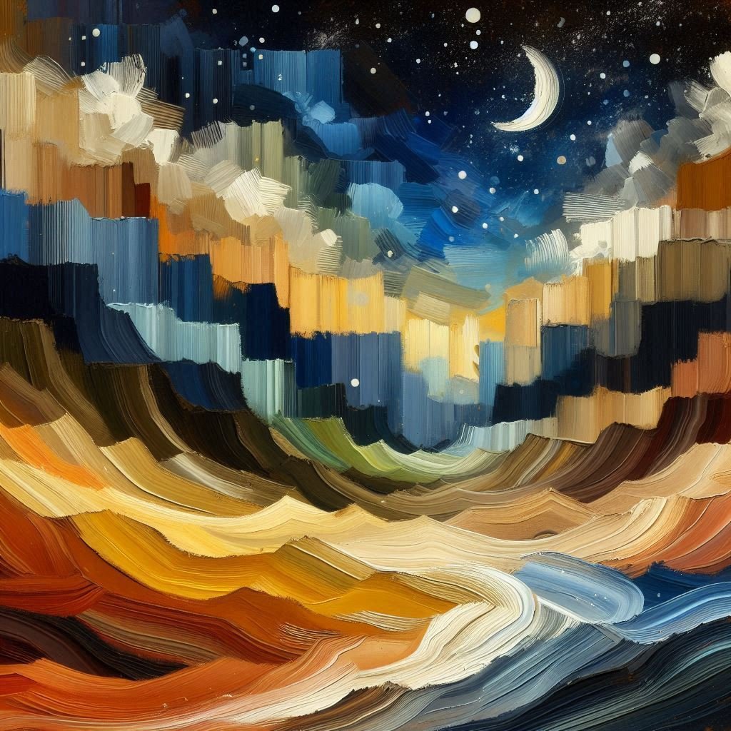 抽象画 de 悲しみ @Copilot＋プロンプト｜茜町春彦