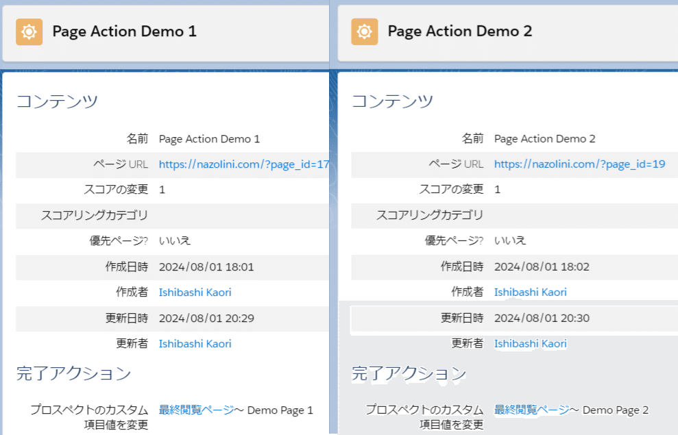 Account Engagement : 最終閲覧ページと日時をリード画面で確認