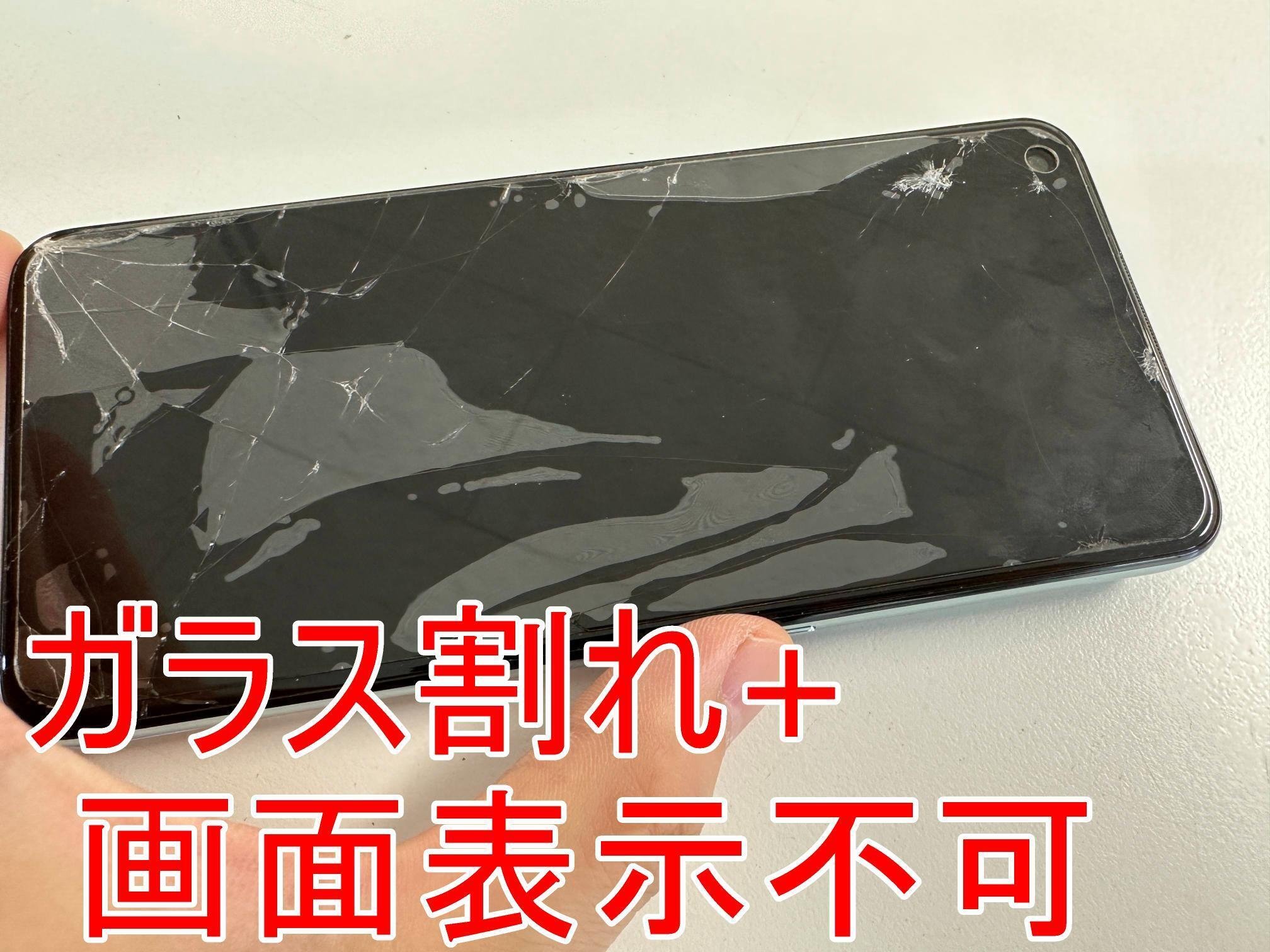 OPPO Reno5Aの画面修理でガラス割れ+画面に何も映らない故障が