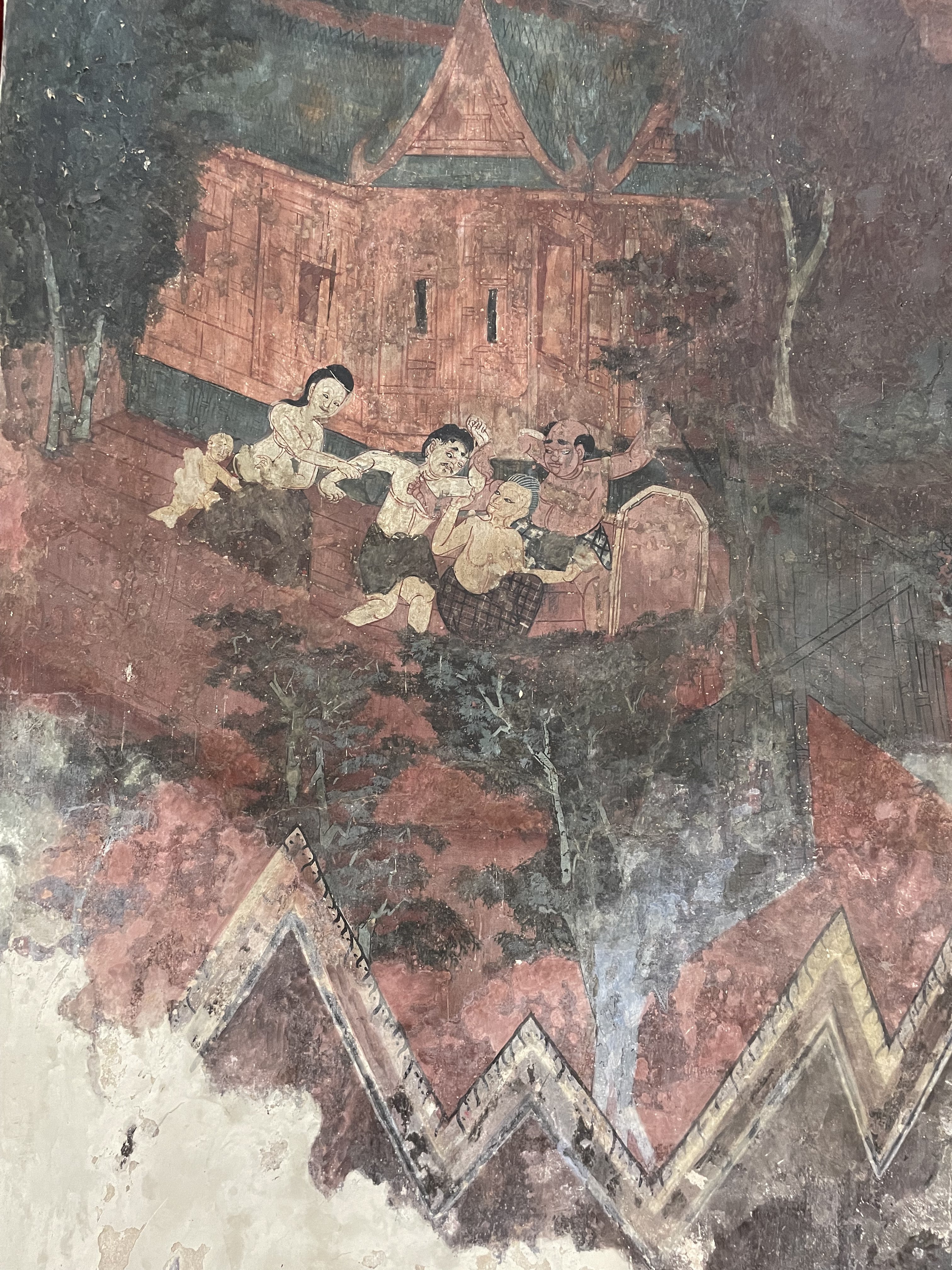 タイの板絵 ワットチャイヤティット】ホラーみが強すぎる扉絵「乙女の果実が