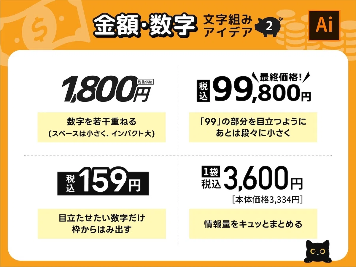 金額・数字の文字組みアイデア集｜はる@デザイナー