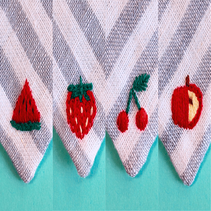 刺繍図案無料】フルーツの刺繍方法前半｜はなめろん｜刺繍作家