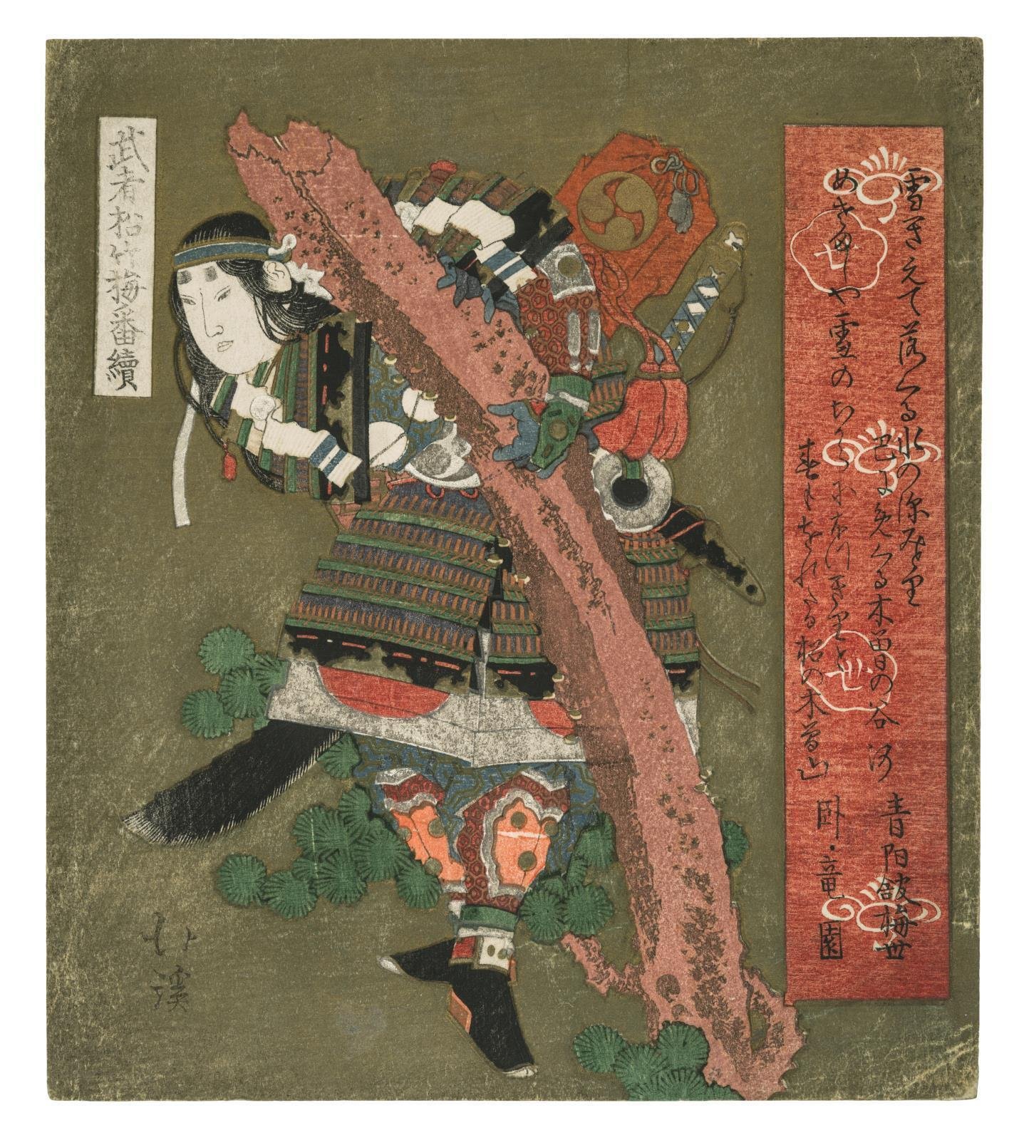 浮世絵、武者絵国芳画3枚綴りの一枚、役者絵国芳画3枚綴りの一枚です計2枚売りです 見立武者六歌仙 3枚続き揃【文政頃 歌川国芳 浮世絵】(歌川(一勇