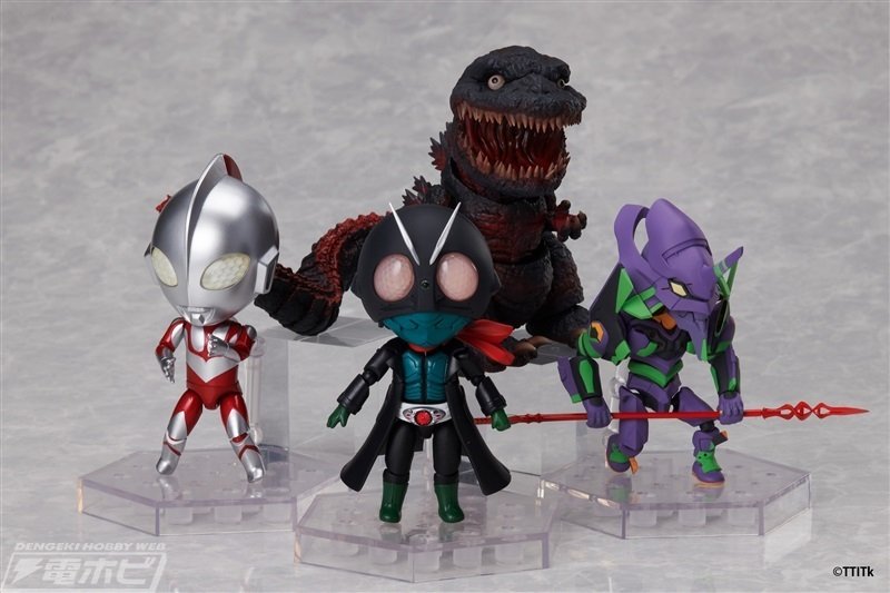 ゴジラ、エヴァ、ウルトラマン、仮面ライダーのデフォルメ可動 ゴジラ、エヴァ、ウルトラマン、仮面ライダーのデフォルメ可動