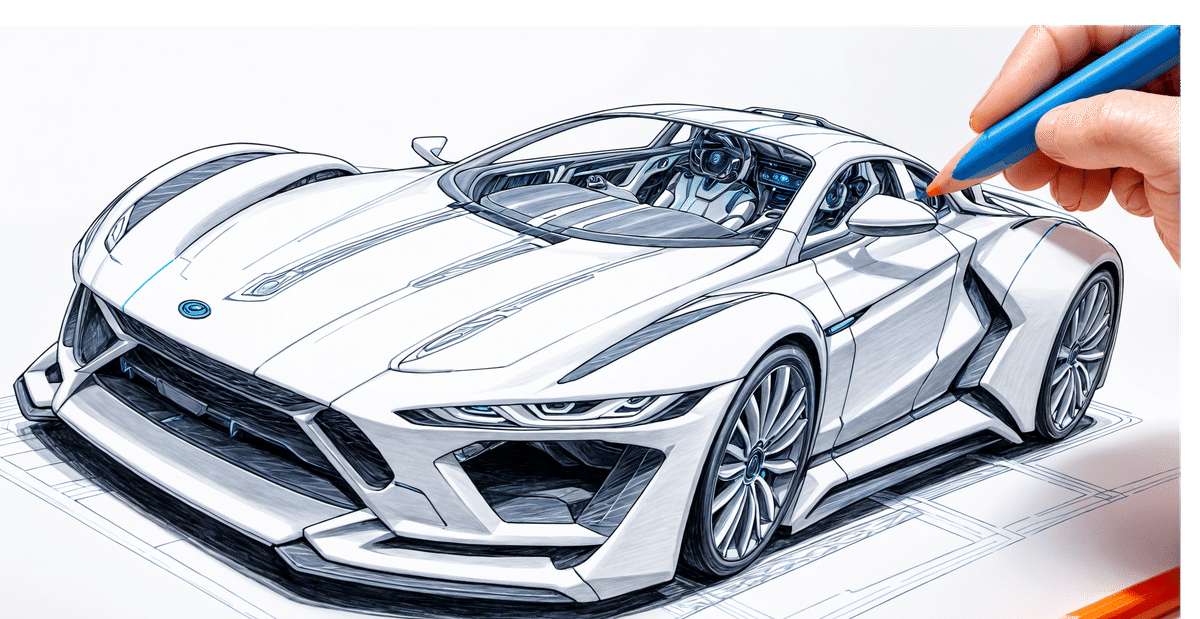 高精細のスーパーカーのデザイン画