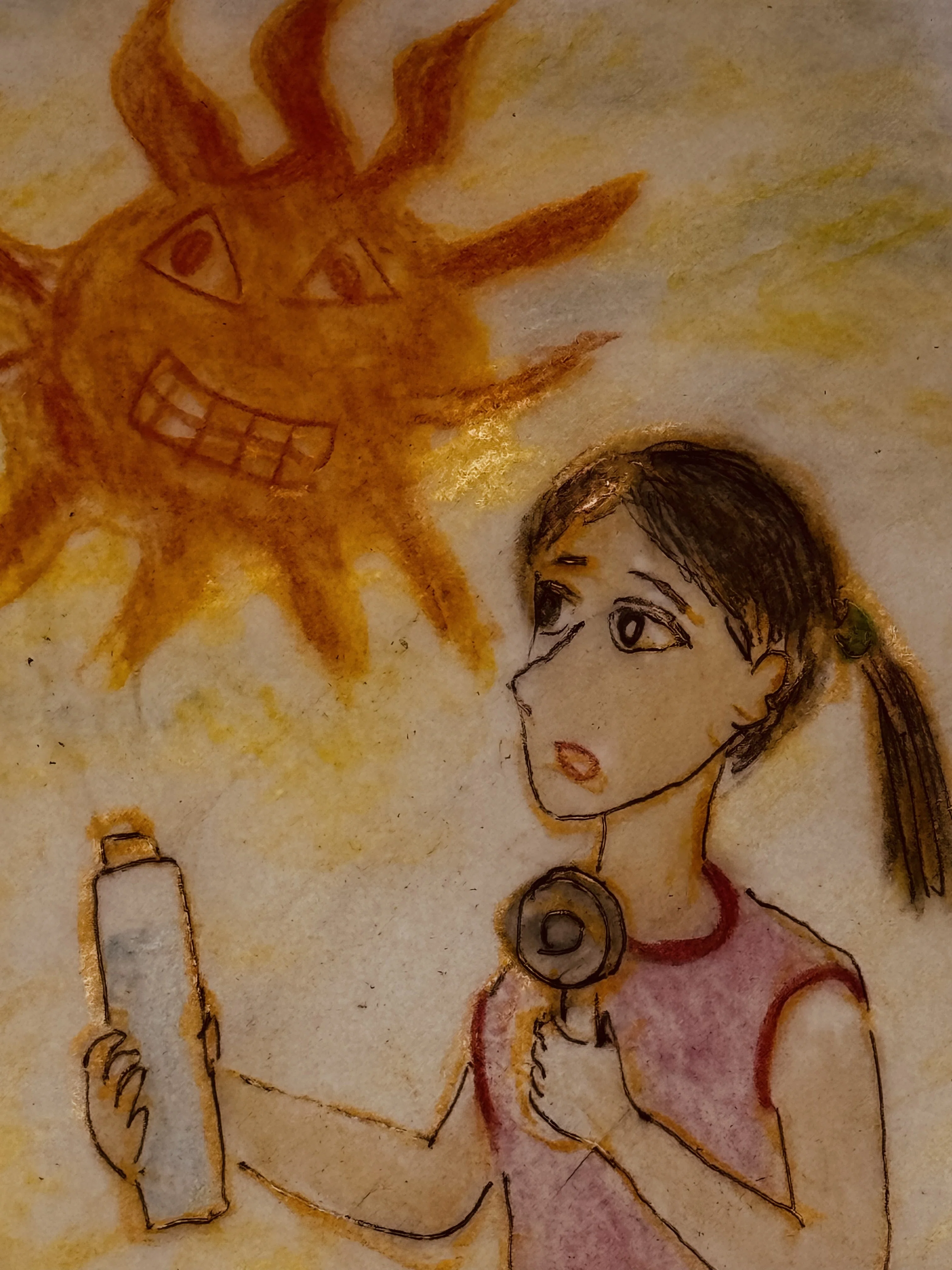 水彩画　絵画　 「化粧直し」 水彩画絵画 「化粧直し」 【公式通販】