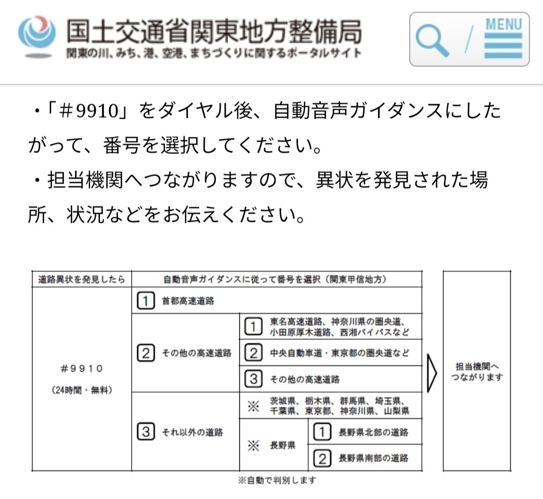 ちり⭐︎ 道路緊急ダイヤル #9910｜道路部｜国土交通省 中国地方整備局