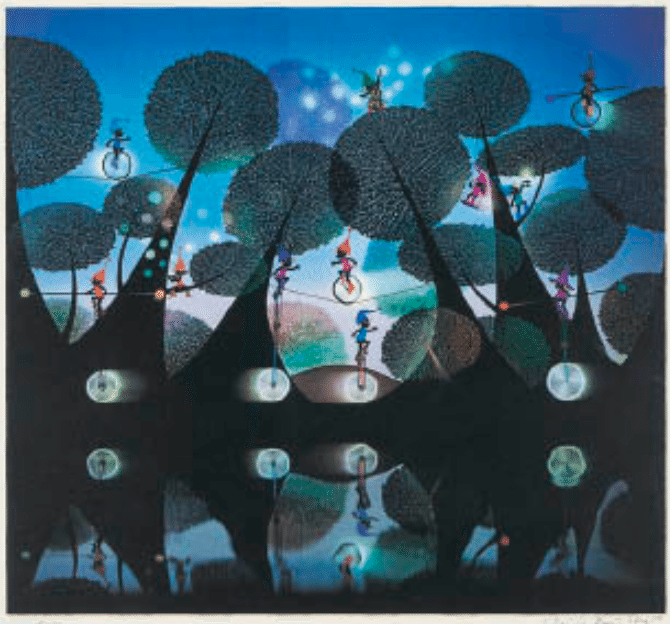 藤城清治 版画 こびとの楽園 藤城清治】版画 / リトグラフ「こびとの楽園」1996年 査定 鑑定