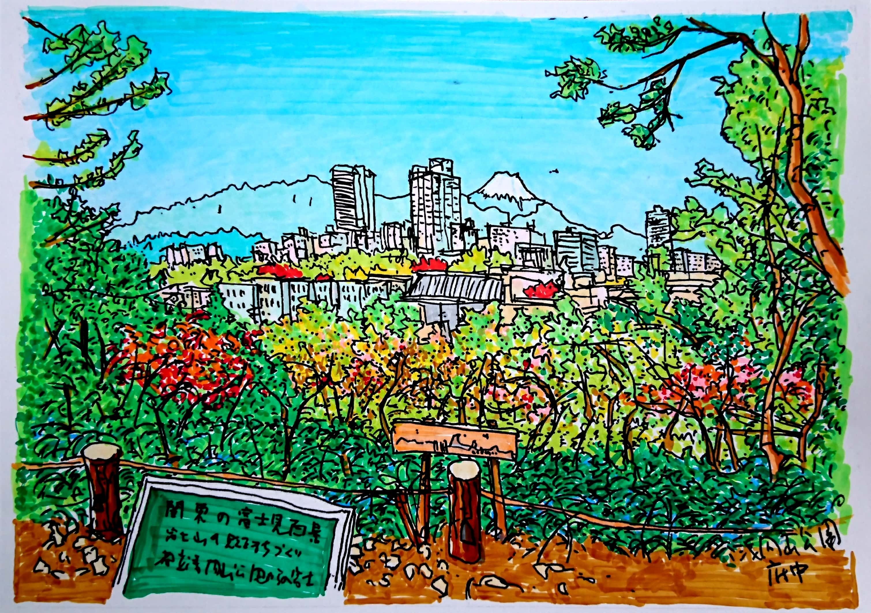 私のスケッチポイント／作品紹介あれこれ＞府中・浅間山公園のムサシノ