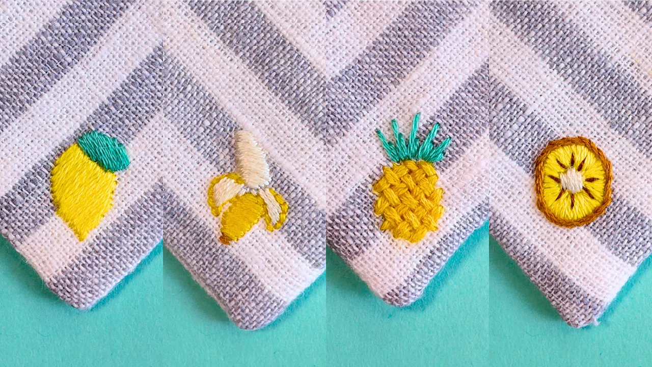 刺繍図案無料】フルーツの刺繍方法後半｜はなめろん｜刺繍愛好家