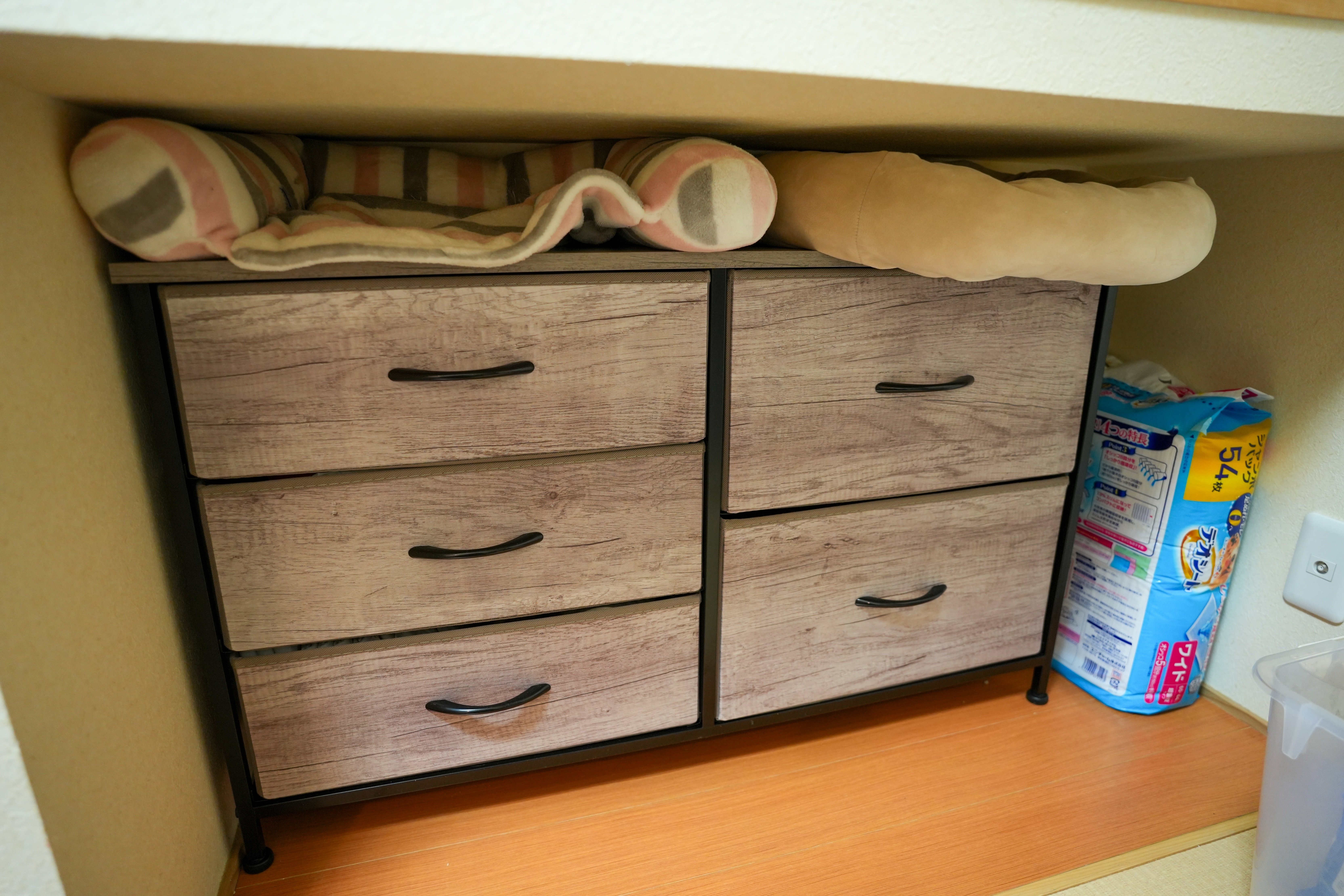 タンス 収納チェスト 布製引き出し チェスト 木製 ワイド引出