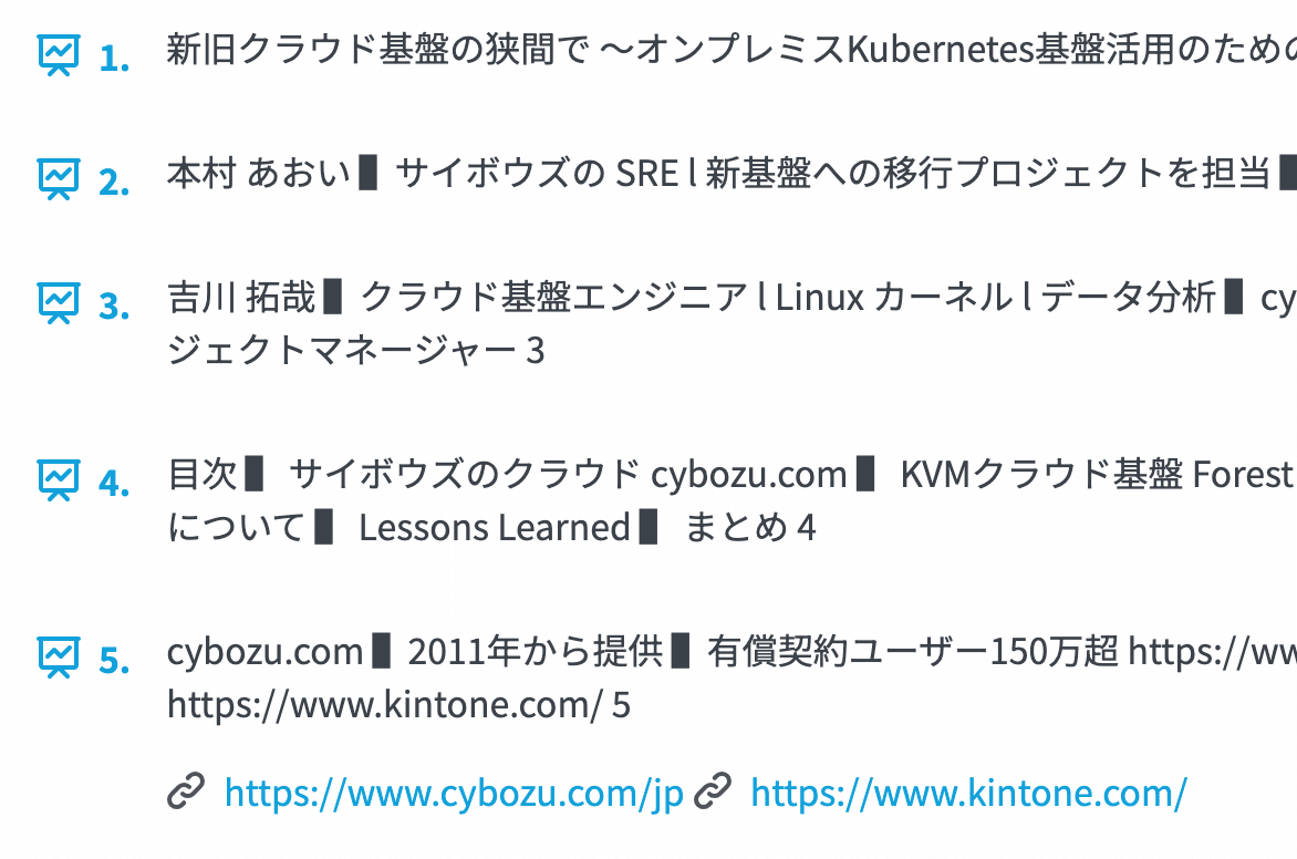 Speaker Deck にアップロードされている「maneki-cndt-2020.pdf」の PDF を Docswell にアップロードした際の文字おこし表示の様子.