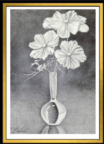 デッサン 花 高1・2 スタンダードコースです💐 今回は花の細密着彩です🌺 みんな花