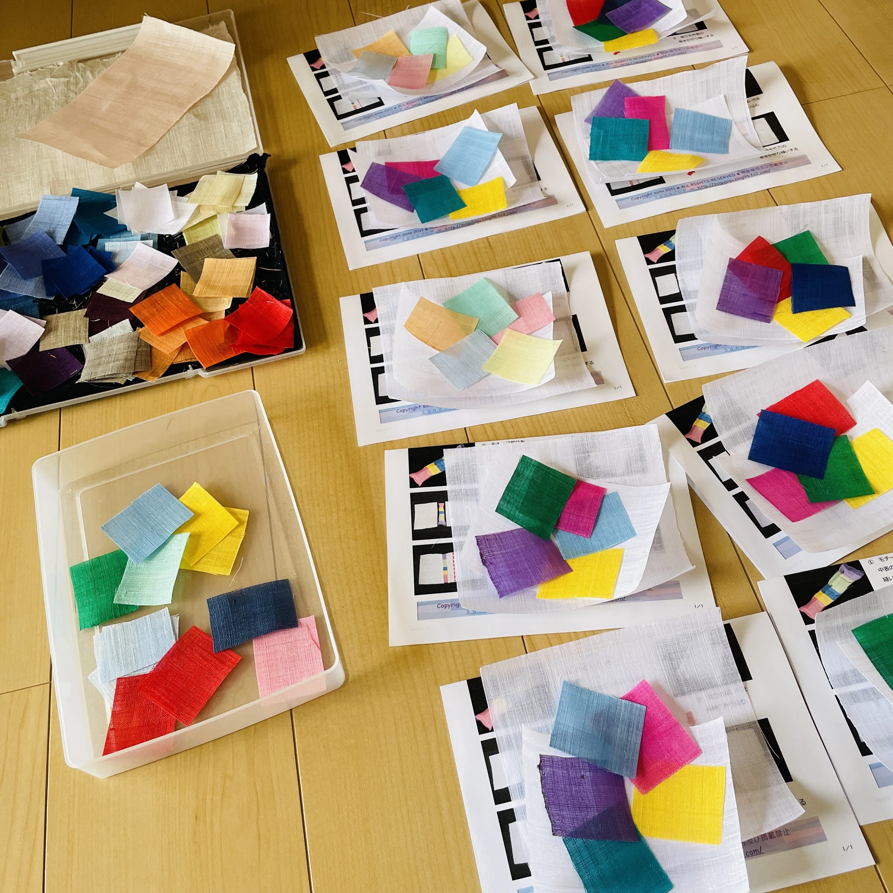 カラフルモシ（麻）のポジャギキット大量製作｜pojagi*sono
