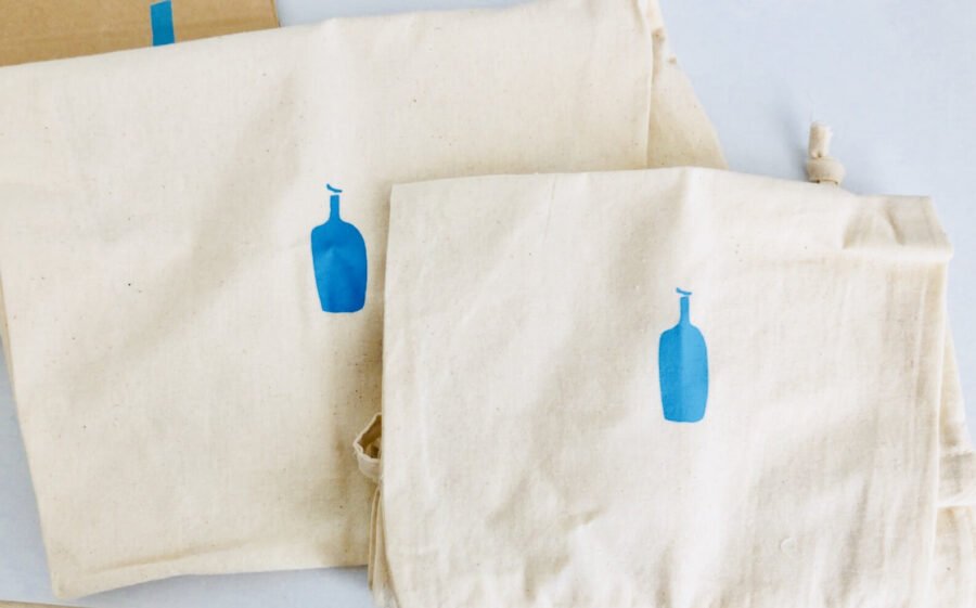 Blue Bottle Coffee インスタントコーヒー、カップ、巾着袋セット 購入品】ブルーボトルコーヒーの巾着袋がめちゃ可愛い。バッグやギフト