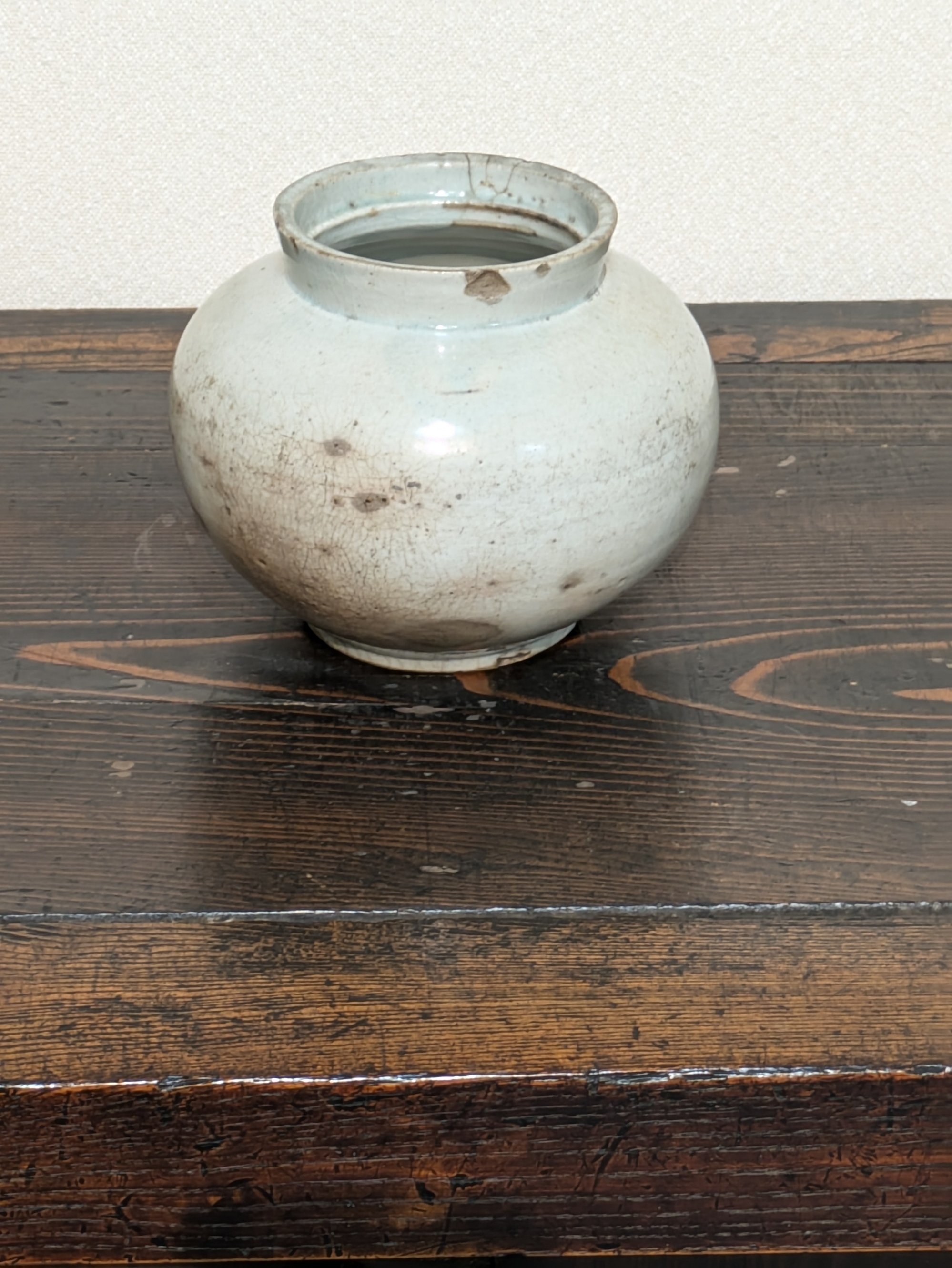 竜【白磁】壺花瓶貫入あり