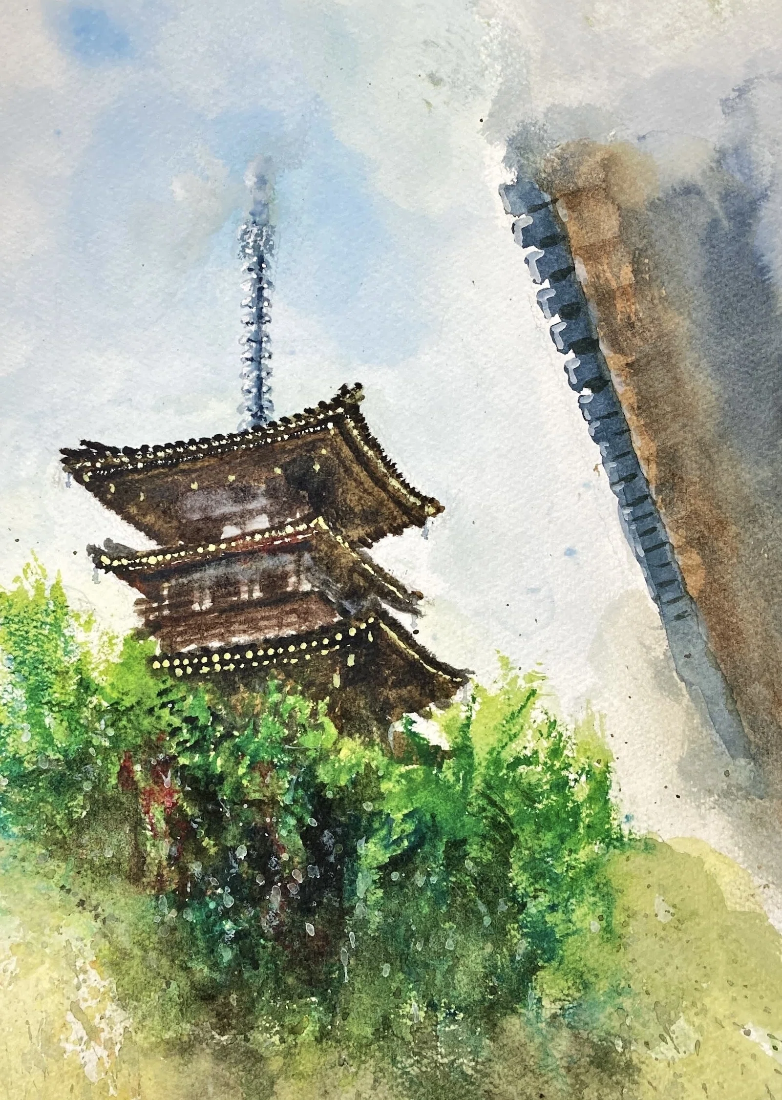 趣味は水彩画(6)：薬師寺、どう描くのか？｜tatatotoya