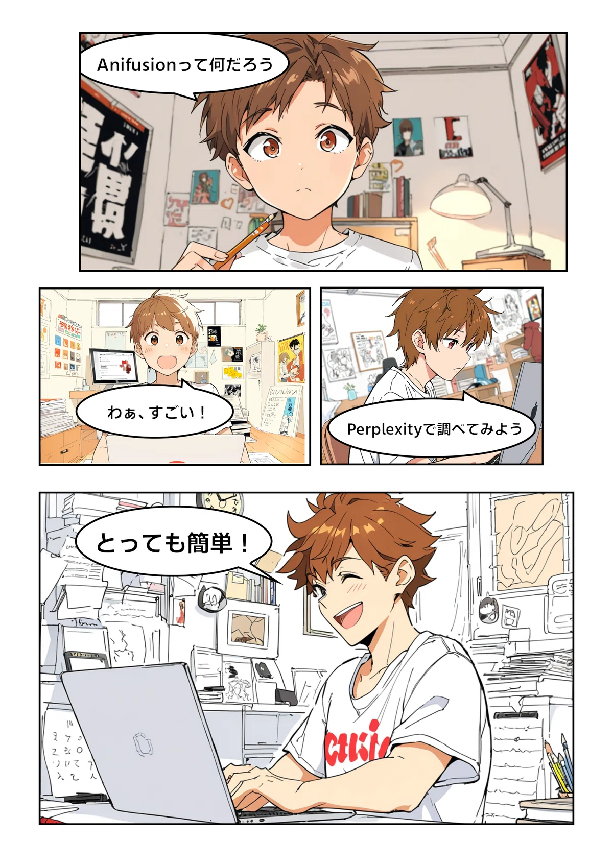 Anifusion が簡単に使えることを示したAnifusionで作った4コママンガ
