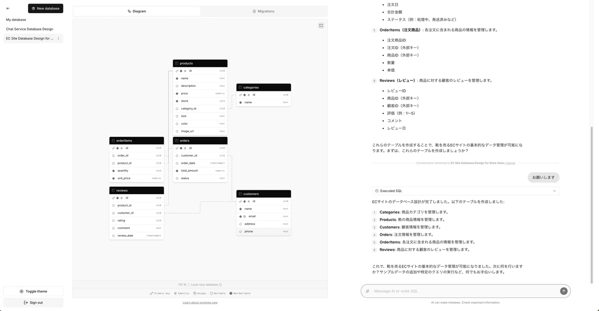 AI interface を持つ In-browser Posgres, postgres.new を試す｜Takashi Nakagawa