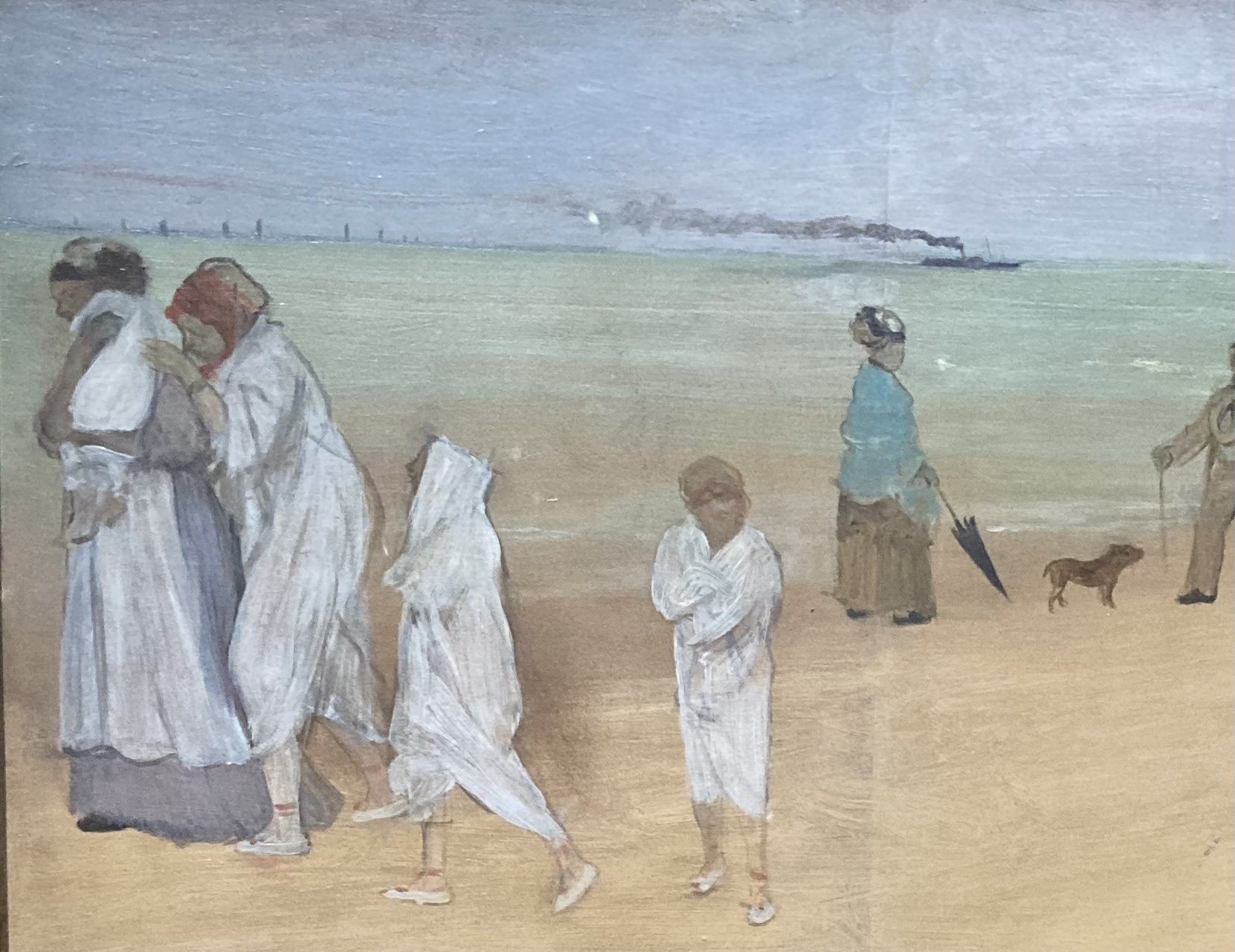 うみ画伯の絵 海の朝、波、イラスト、キャンバスに絵を描く。の写真素材・画像素材