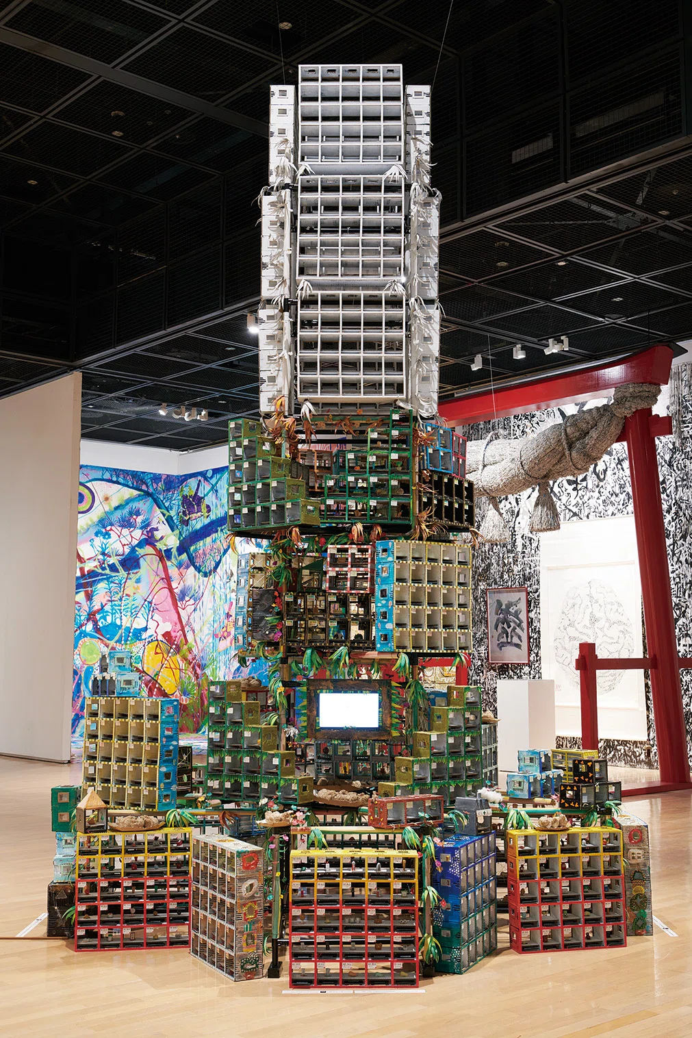 尾道を描いた段ボールアート作品 温う