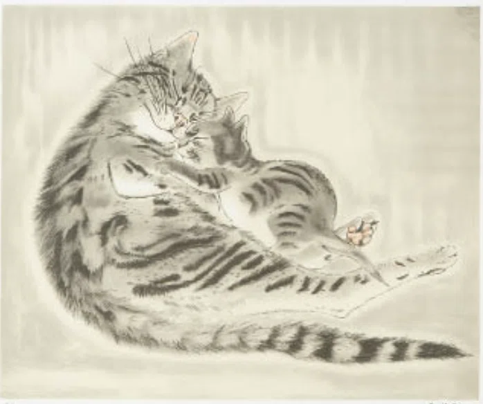 藤田嗣治】 版画 / リトグラフ 「親子猫」 査定 鑑定 買取 致します