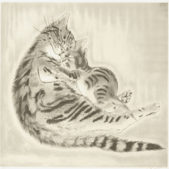 藤田嗣治】 版画 / リトグラフ 「親子猫」 査定 鑑定 買取 致します