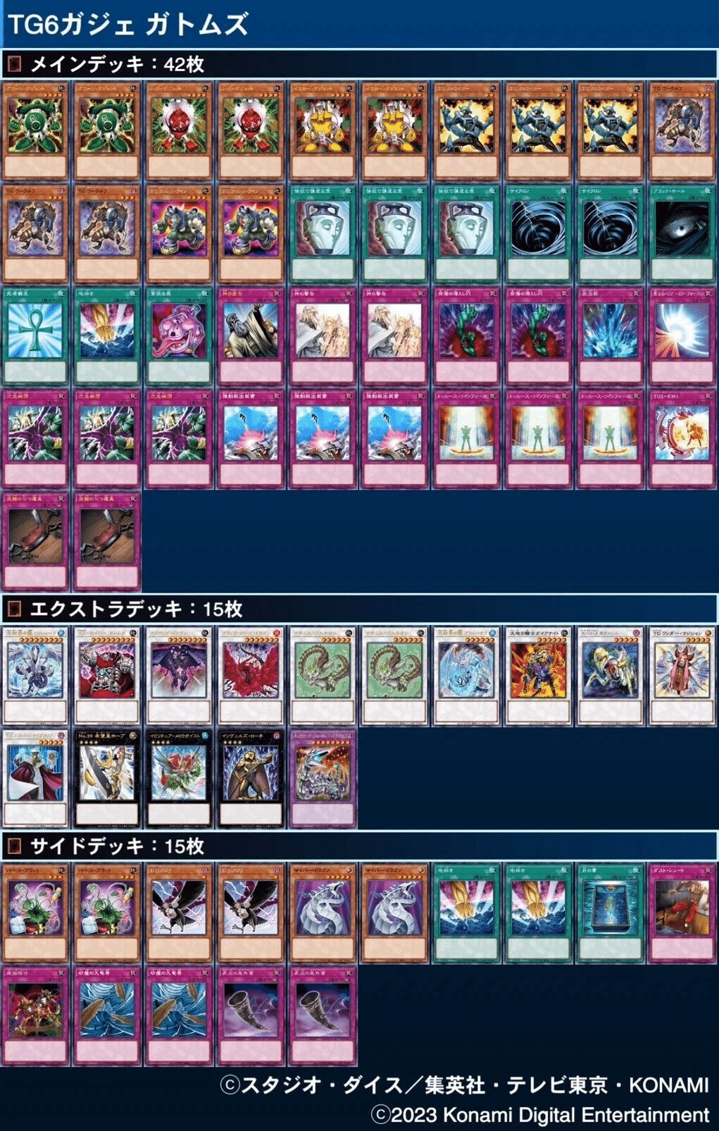 寒波亭 資料室 デッキレシピ(TGガジェット)｜寒波亭ゲートボール