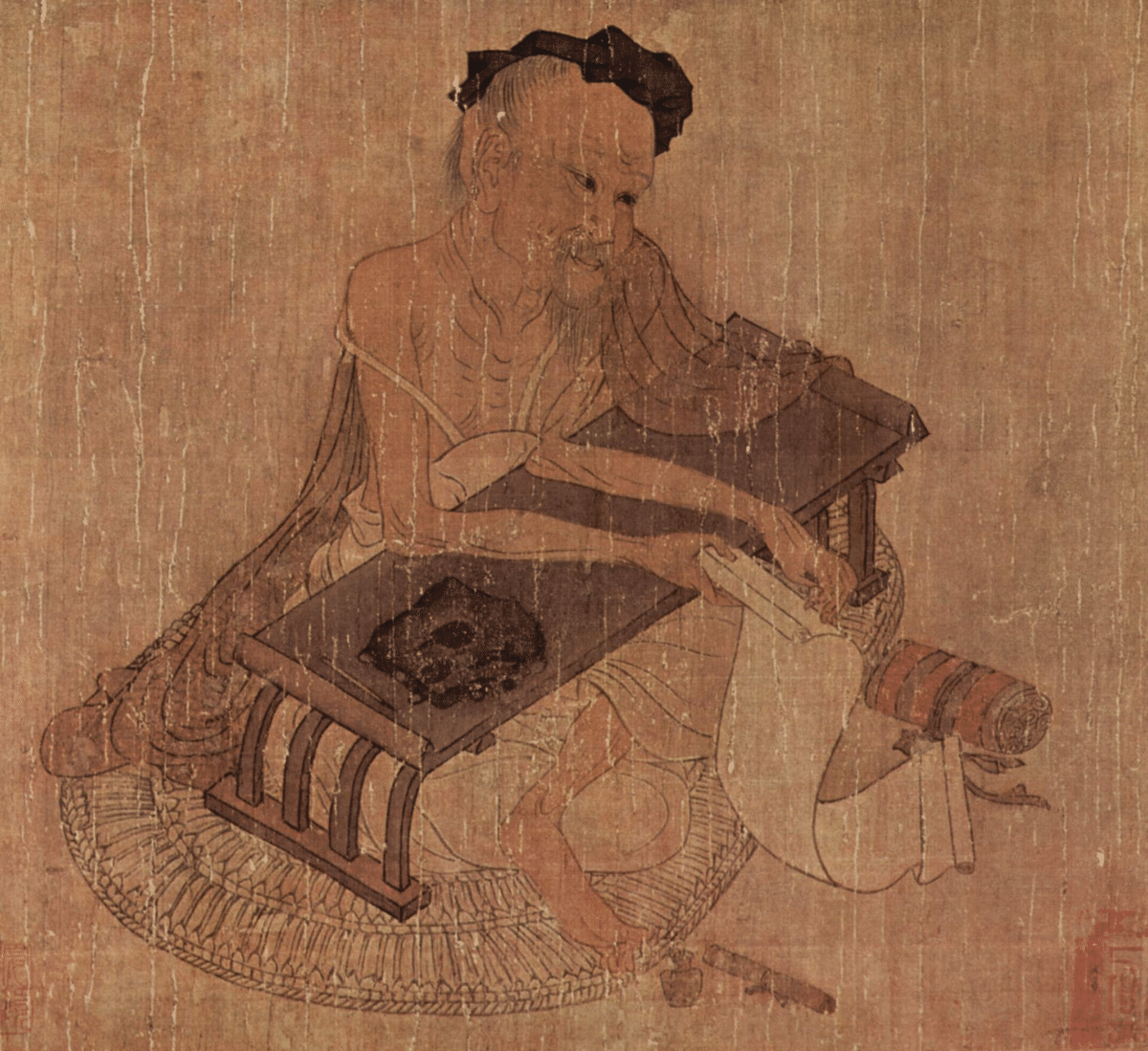A Chinese Painted Pottery Figure of a Court Lady, Tang