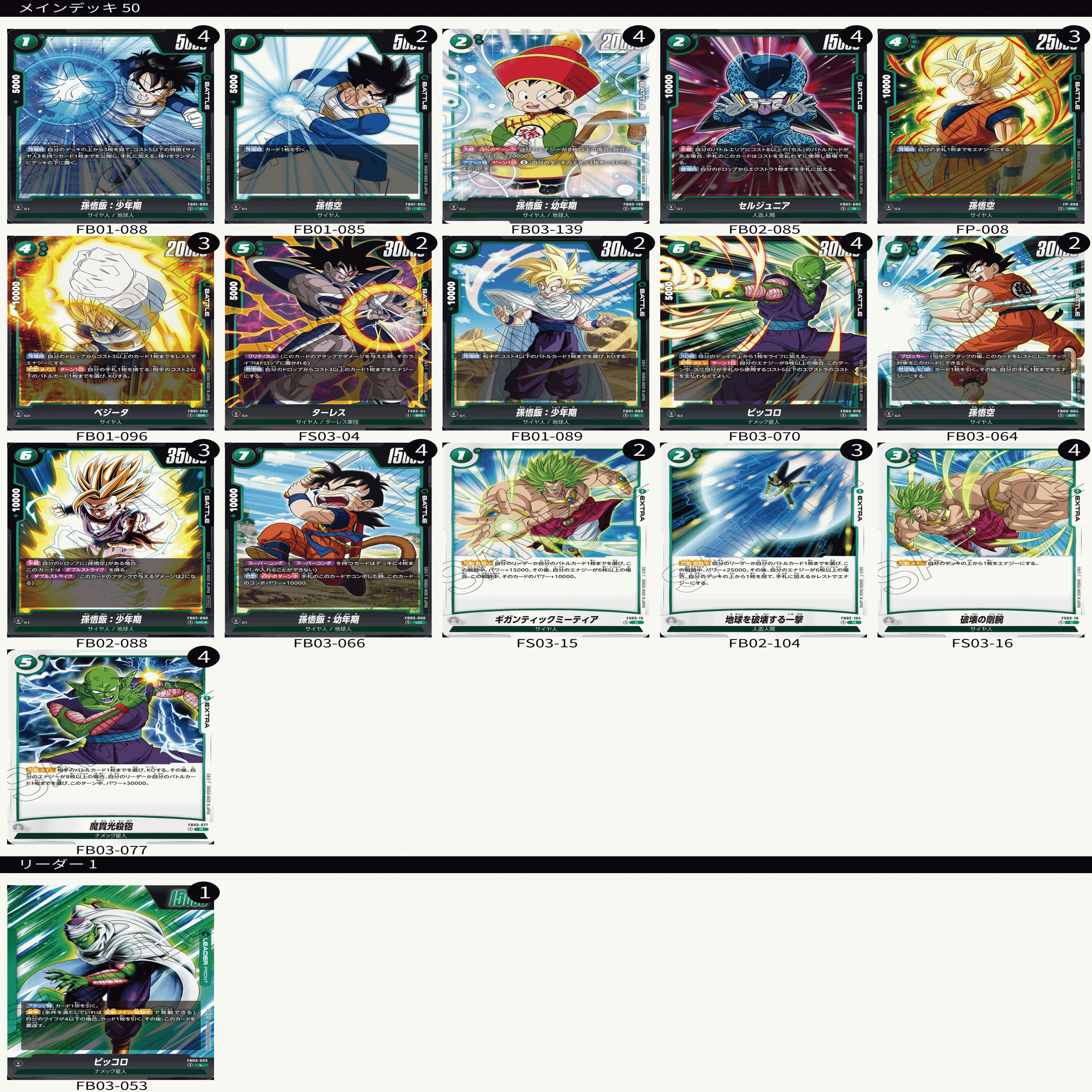 DBFW】ピッコロデッキ思案（2024/08/27更新）｜井上淳允（イノエスタ821）