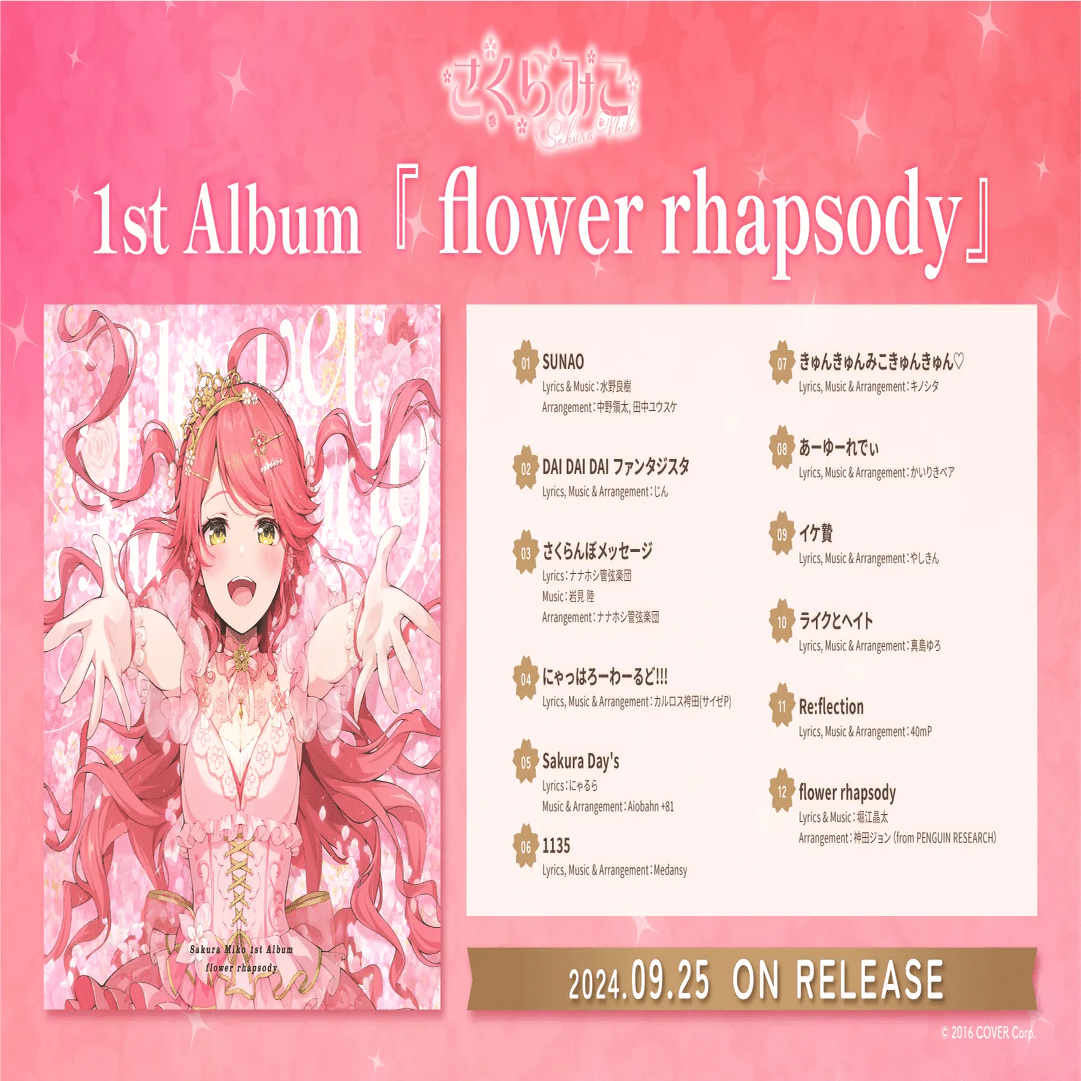 ホロライブ所属 さくらみこ 1stフルアルバム『flower rhapsody』発売
