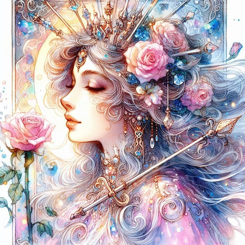 128[生成AI]タロットカード,月,星,太陽,杯,剣[ミュシャ風]｜久藤