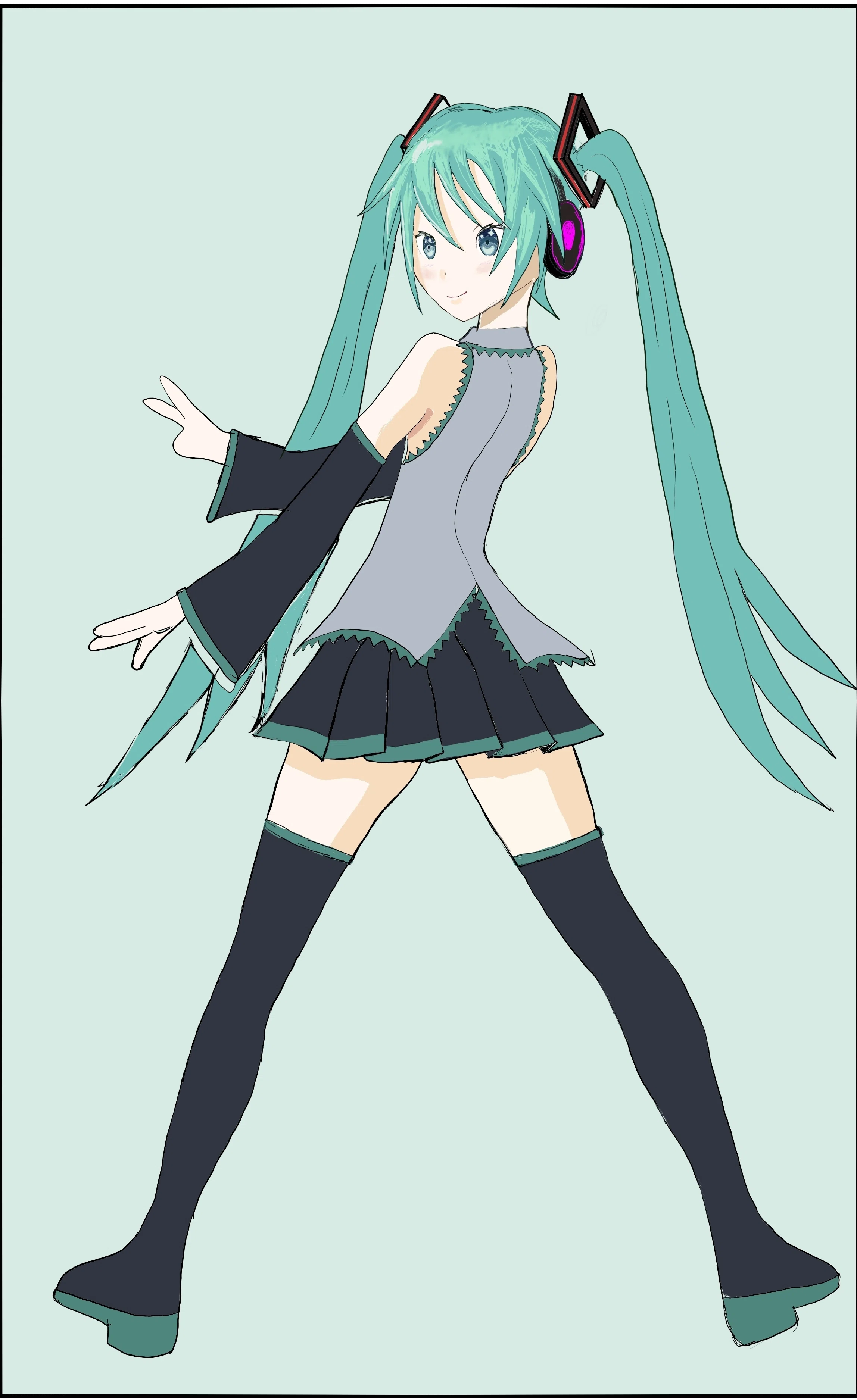 初音ミクのイラストに挑戦｜KAMINARI 39's