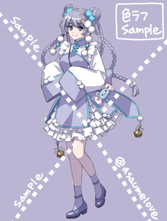 イラスト 青と白 8月・色ラフ・完成まとめ ｜あさ・イラストレーター