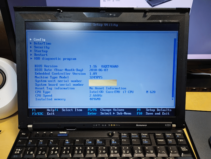 コレクション目的でジャンクなThinkPad X201を拾った(仕様確認編