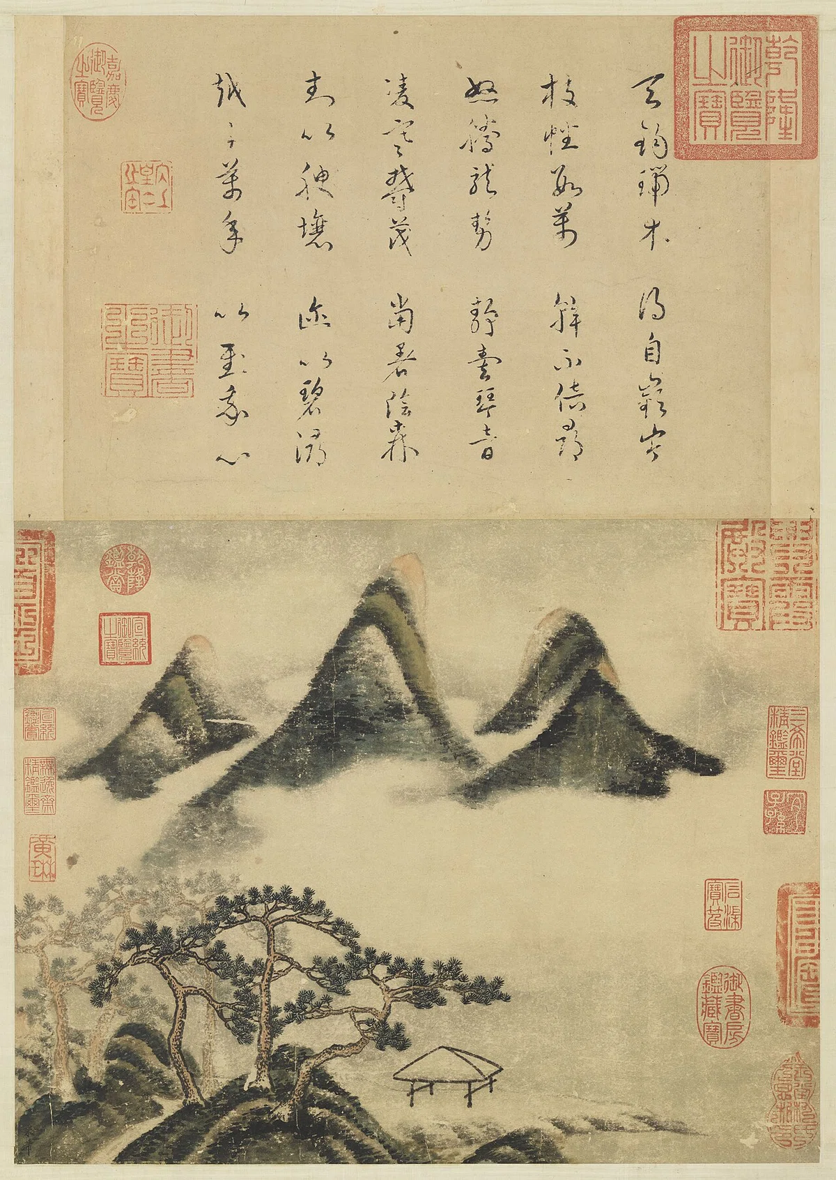 3月15日(日)出品終了@中国宋時代の名作2本 『故宮院』晁補之・梁楷 印刷掛軸 美術史第83章『五代十国・北宋・遼美術-中国美術10-』｜春賀蓮之介