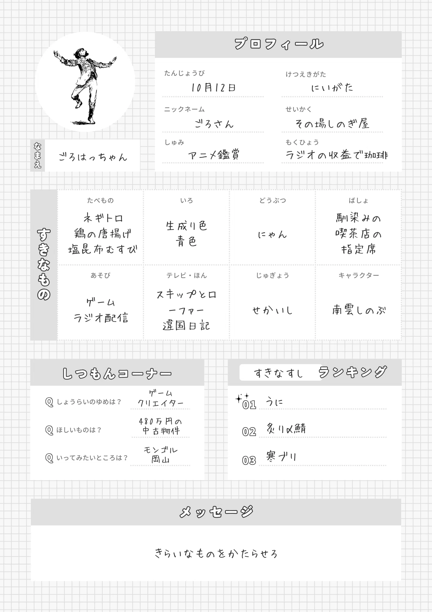 書くことがないので改めて自己紹介｜いずこかのごろさん