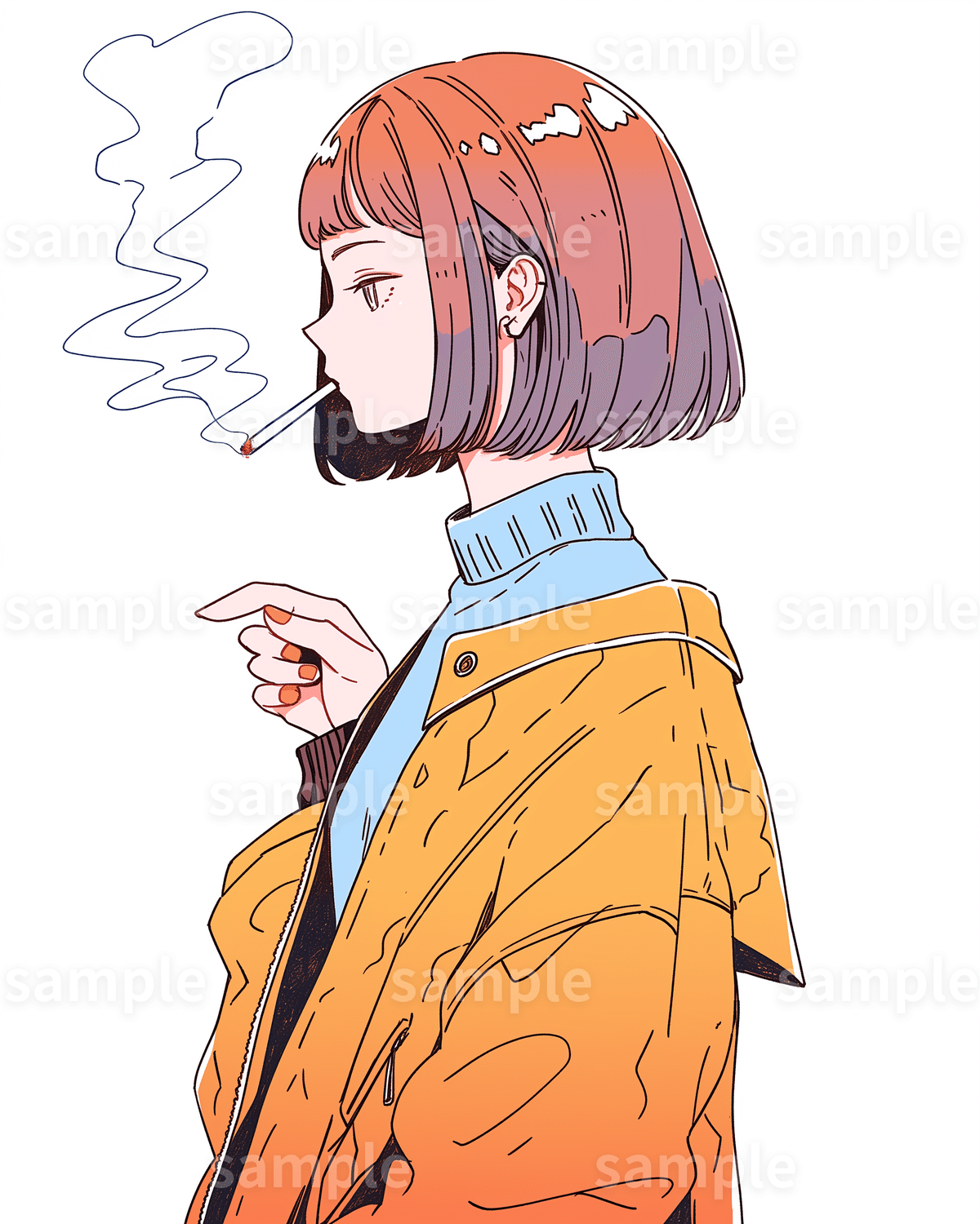 かっこいい】「タバコを吸う女性イラスト」の素材7枚｜挿絵