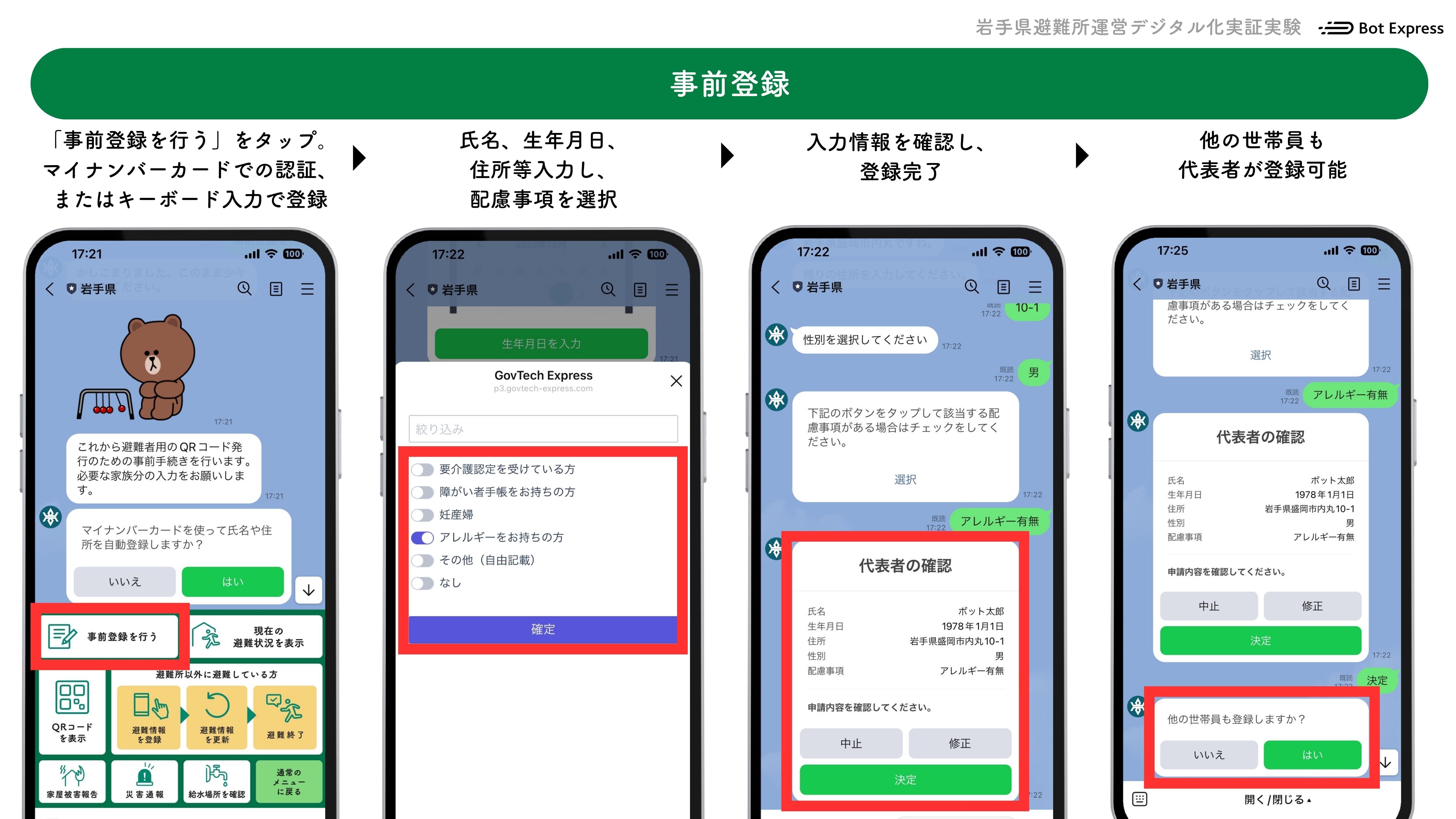 岩手県避難所運営デジタル化実証実験において、LINEとマイ