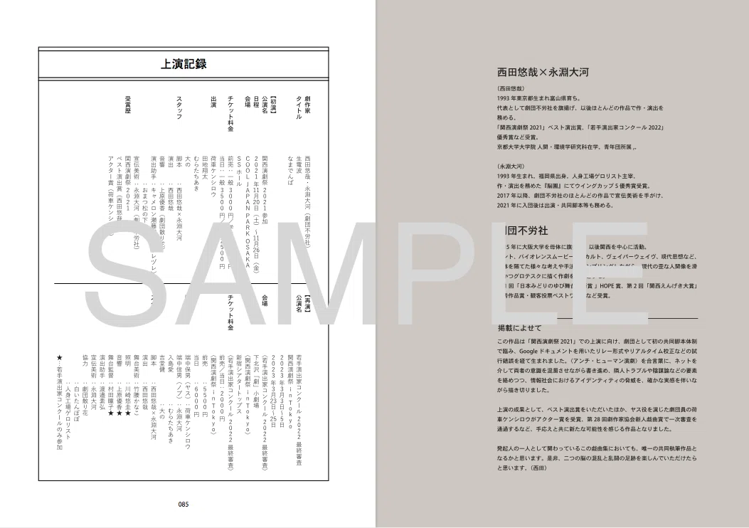 篇西風 -関西若手戯曲集-』 掲載イメージ｜西陽〈ニシビ〉
