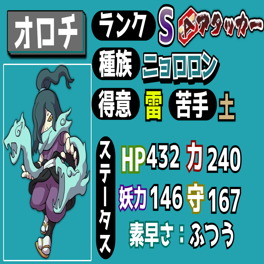 瞬殺にも役立つ、最強な高火力アタッカー「オロチ」解説！【妖怪ウォッチバスターズ】｜ASP｜発達障害の日々