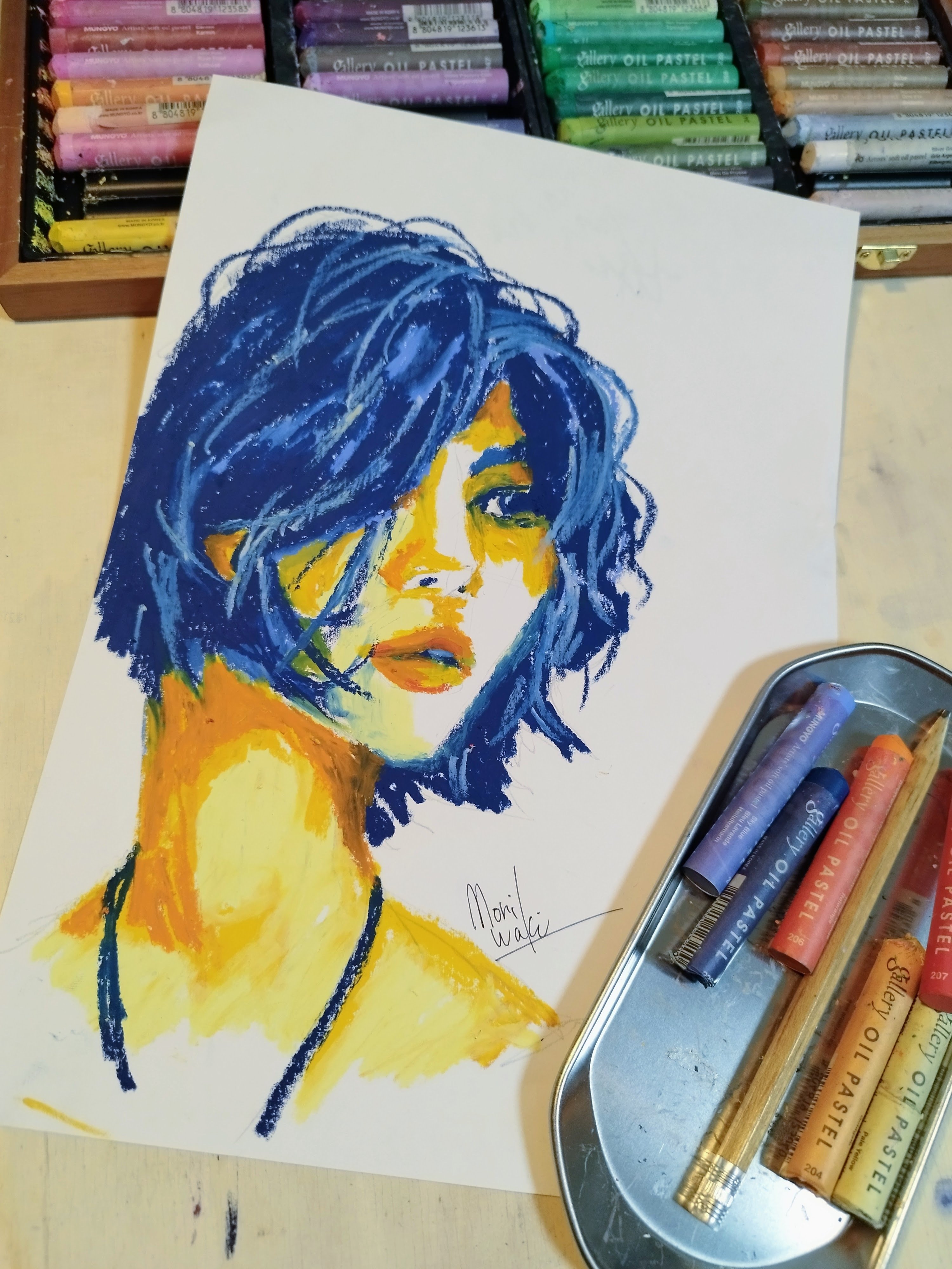 抽象的な人物のパステル画hagemaru作品 オイルパステル】成長は心に秘めて。｜森脇由宇のなんやかんや