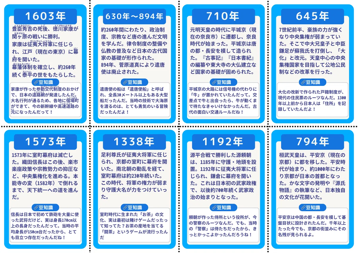 中学受験必須】＜歴史年表＞直前チェックカード集｜みさきメソッド